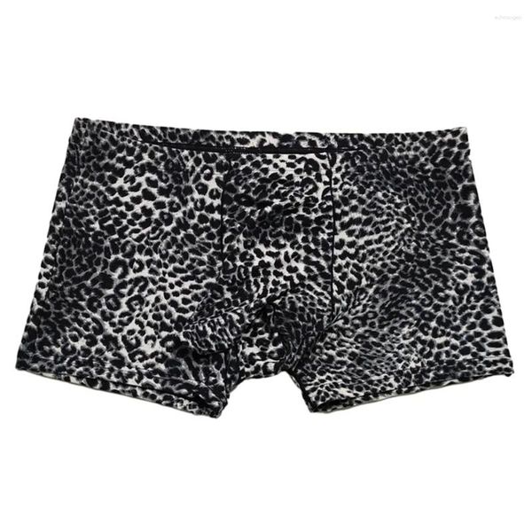 UNDUPTS MEN LEOPART BASKILI BASKI YÜKSEK YAPILAN NEFRESİ UZAKTIR U POUCH BOXER KISA KULLANILI