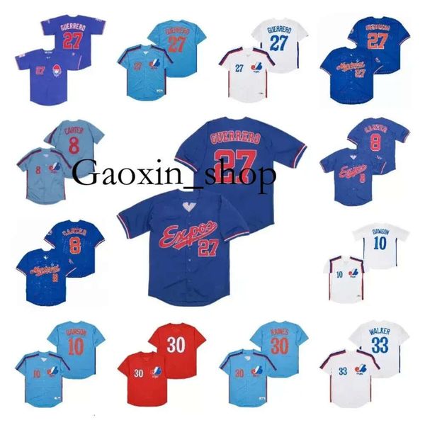 Gaoxin Montreal Expos Baseball Jersey 27 Vladimir Guerrero Vintage 1982 2000 Home Away Blau Weiß Rot Pullover Knopfleiste