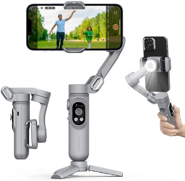 Estabilizadores Handheld Gimbal Stabilizer 3 Axis Smart X Pro Professional para Smartphone Carregamento Sem Fio OLED Display LED Light Focus Wheel 231216