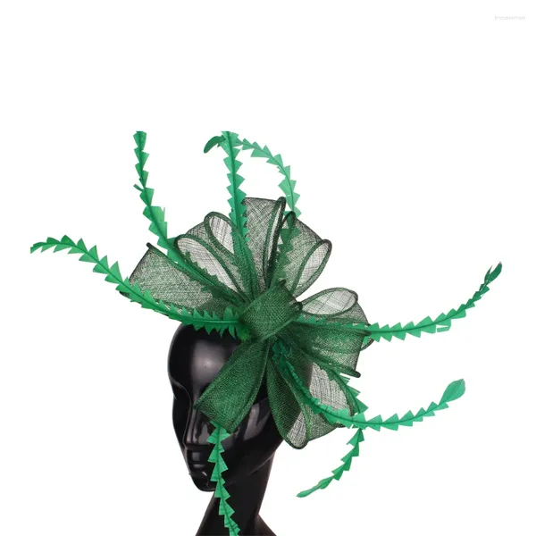 Berretti Fascinator verdi per donna Cappelli da sposa eleganti Copricapo Moda Bowknot Copricapo di fiori Cappello da sera per tè da sera