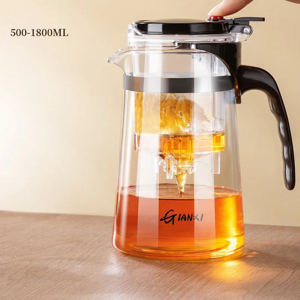 Su Şişeleri Gianxi çaydanlık ile Infuser kalınlaşmış cam ısıtmalı dirençli çay pot tek düğme filtreleme ayrımı kettle kahve makinesi 231216