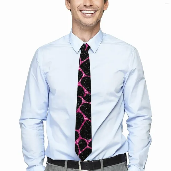 Pajaritas rosa y negro jirafa corbata animal impresión cosplay fiesta cuello unisex elegante corbata accesorios gran patrón collar