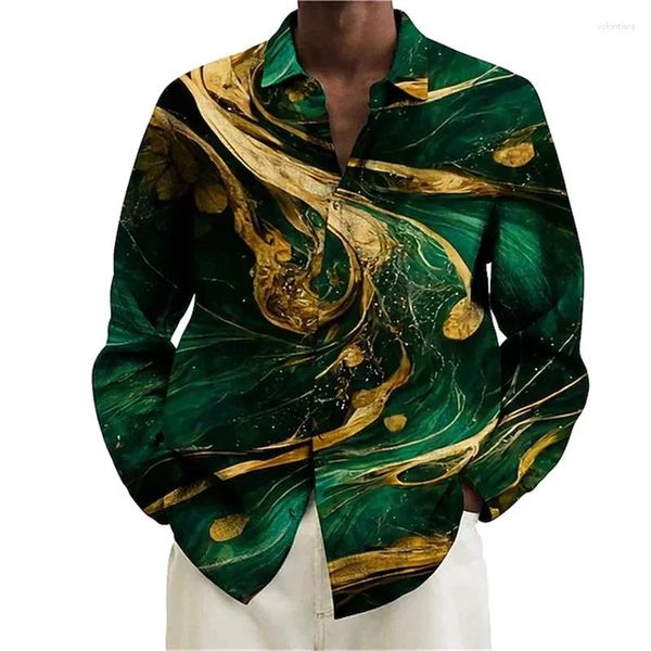 Camicie casual da uomo 2023 Camicia di moda Stampa 3D Grafica astratta Stampa a ferro di cavallo Manica lunga Abbigliamento Design Top in tessuto morbido