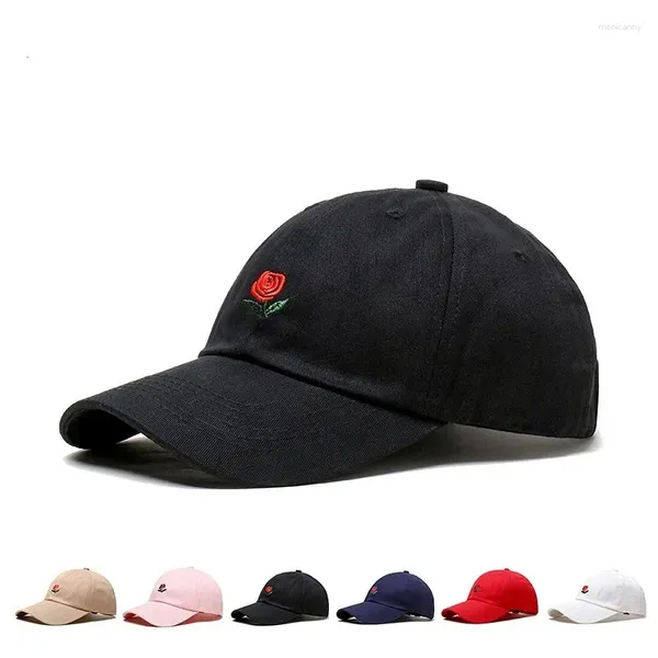 Top kapakları yaz beyzbol şapkası gül nakış açık hava spor pamuk snapback şapkalar erkekler için kadınlar moda rahat güneşlik çift şapka