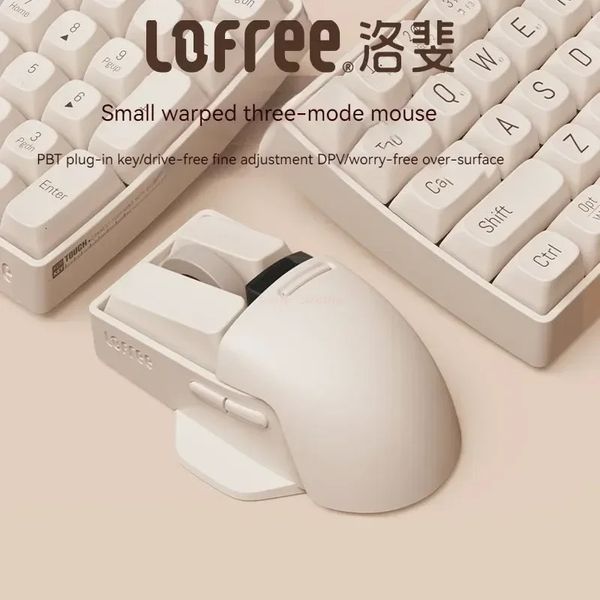 Mouse Lofree Xiaoqiao Mouse vintage senza fili Bluetooth 2 4g Tri mode Ricaricabile Tastiera meccanica Gioco Regalo per ufficio 231216