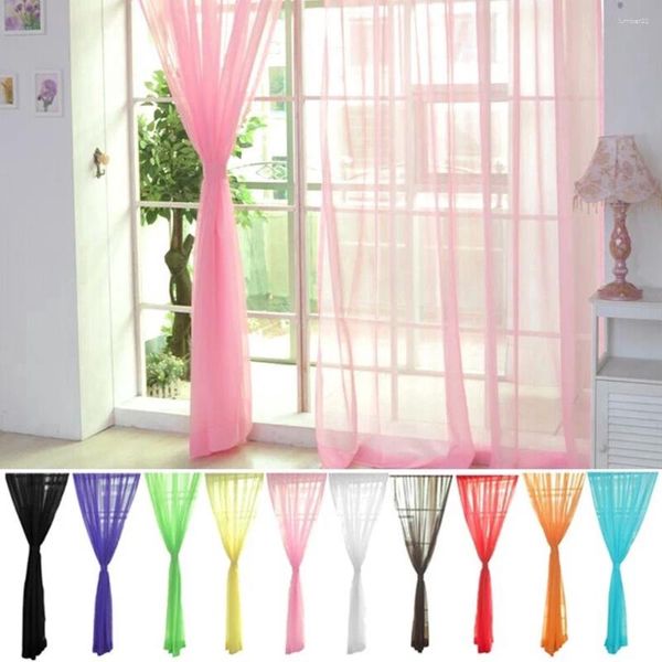 Tenda Tende in tulle solido per soggiorno camera da letto Tende trasparenti multicolori trasparenti moderne Decorazione domestica in stile europeo