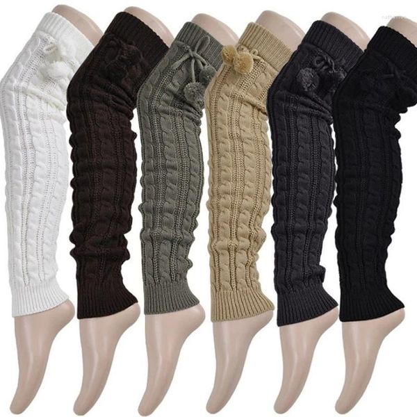 Frauen Socken Winter Über Knie Lange Stricken Fuß Abdeckung Häkeln Leggings Warme Geflochtene Gestreifte Oberschenkel Hohe Für