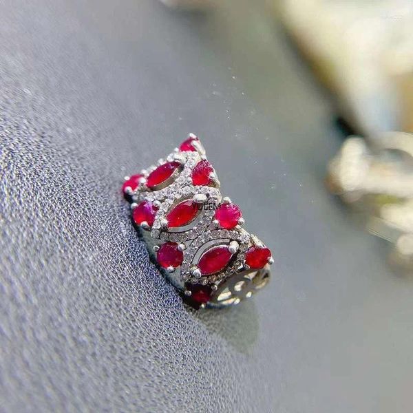 Anéis de cluster Yulew Natural Ruby Ring S925 Sterling Silver Rose Gold Red Gemstone Jóias Luxo