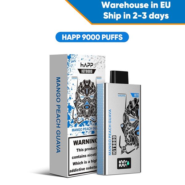 Оригинальные Happ Vape Factory 9000Puffs Big Puff Smoke Электронные сигареты Одноразовые 9K Pod Vape 14 мл Vape Juice Vaper с 10 вкусами