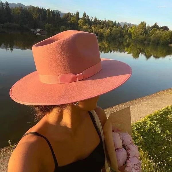 Berretti Cappello Di Lana Rosa Jazz Per Cappelli Da Uomo E Da Donna Di Lusso Autunno Inverno Moda Stagione Panama A Tesa Larga