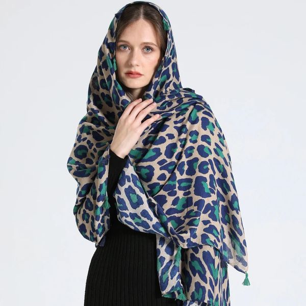 Schals Sexy Leopard Dot Quaste Viskose Schal Schal Hohe Qualität Halstuch Herbst Winter Foulards Muslimischen Hijab Sjaal 231216