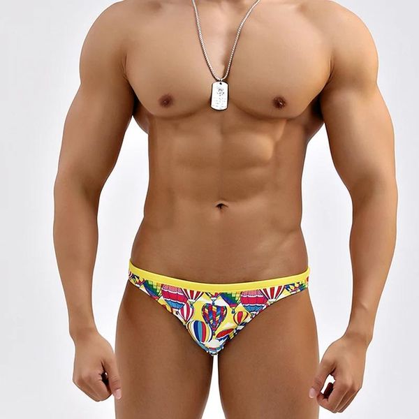 costumi da bagno m104 palloncini gialli sexy stretti vita bassa costumi da bagno uomini gay nuoto pantaloncini da spiaggia slip da bagno bikini surf costumi da bagno di piccola dimensione