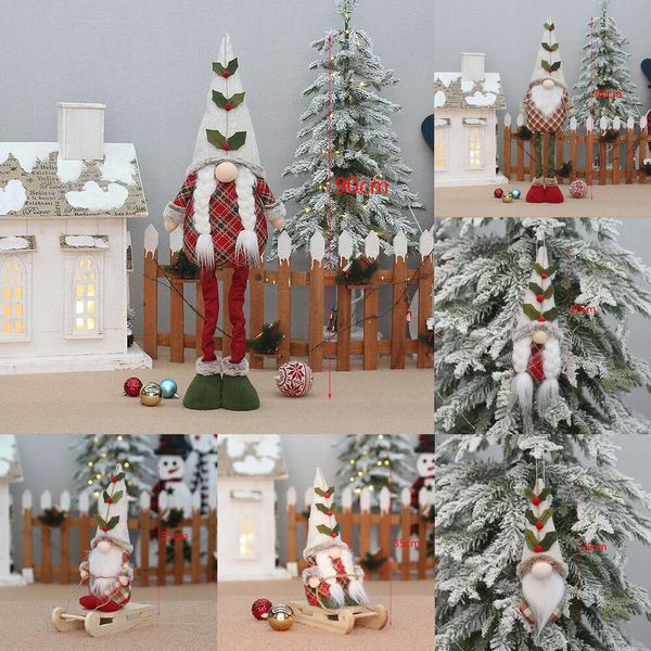 Nuovo giocattolo di Natale Forniture Gnomo farcito di peluche Decorazioni natalizie Grande bambola da elfo in piedi con gambe retrattili Decoro fatto a mano con figurine svedesi carine