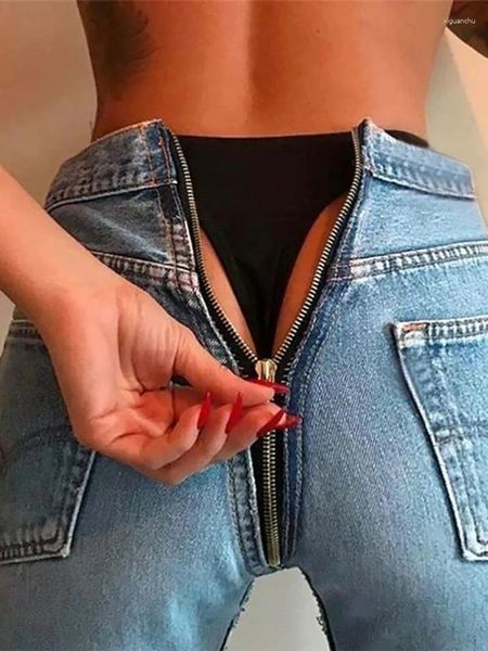 Jeans da donna a vita alta con cerniera posteriore sexy skinny pantaloni a matita in denim alla moda per tutti i abbinamenti pantaloni glutei slim fit vintage femminili