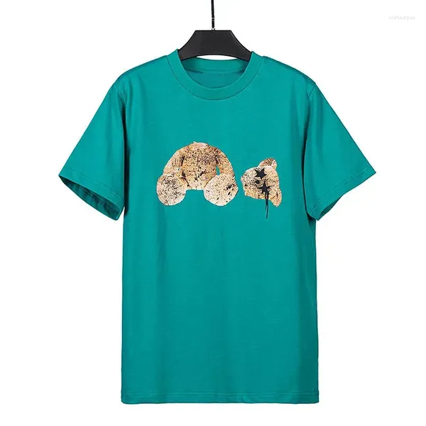 Мужские футболки, летняя свободная футболка с круглым вырезом и принтом медведя со звездами и короткими рукавами для мужчин и женщин, рубашка