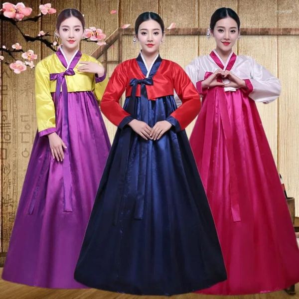 Ethnische Kleidung Pakaian Traditionelles koreanisches Hanbok-Kleid für Wanita Istana Kuno Jubah Leher V Nasional Kinerja Kimono Yukata Asien Gaya