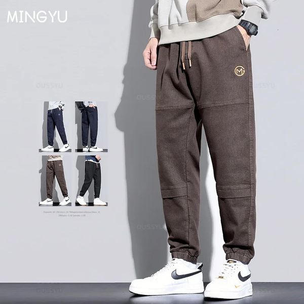 Mens Calças Outono Inverno Algodão Casual Homens Jogger Grosso Carga Harem Pant Coreano Hip Hop Cintura Elástica Slim Estudante Sweatpants Calças 231218