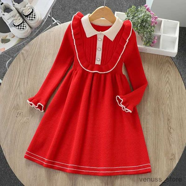 Vestidos da menina bebê meninas camisola vestido de algodão malha crianças roupas babados bonito manga longa adolescentes vestido princesa para 6 8 10 12 14 anos criança