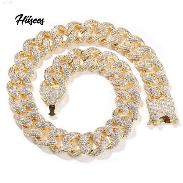 Trend Hip Hop Jewelry 20mm Ottone placcato oro massiccio 4 file Aaaaa Cz Diamante Iced Out Collana girocollo con catena a maglie cubane