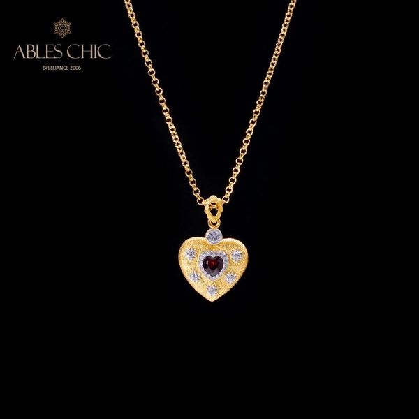Ожерелья из твердого серебра 925 пробы с узором в форме сердца, подвеска-подвеска из 18-каратного золота, рубин, драгоценный камень, циркон, свадебное ожерелье C11N3S25849