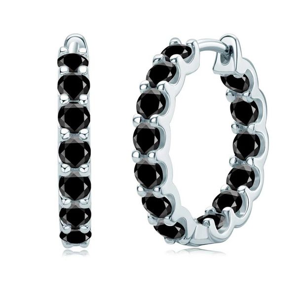 Huggie IOGOU Hoops 100 % 925 Sterling Silber 3 mm schwarze Moissanit-Ohrstecker für Frauen, funkelnder Schmuck, Geschenke, Top-Verkaufsprodukt 2023