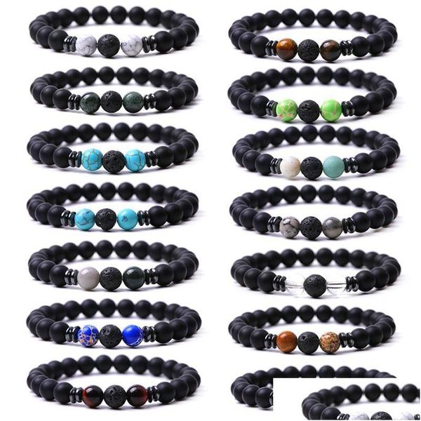 Perline all'ingrosso da 8 mm in pietra nera in perline Colorf Crystal Giade perle Bracciale Buddha Buddha per le donne Drop Delivery Gioielli Br Dhjrk