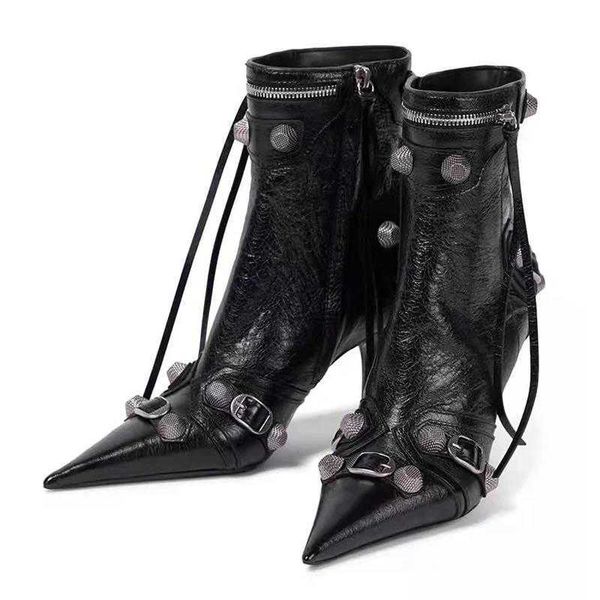 Новые зимние ботинки из мягкой кожи, женские туфли-лодочки с острым носком и бахромой на молнии, модная женская обувь для вечеринок на каблуке 230922