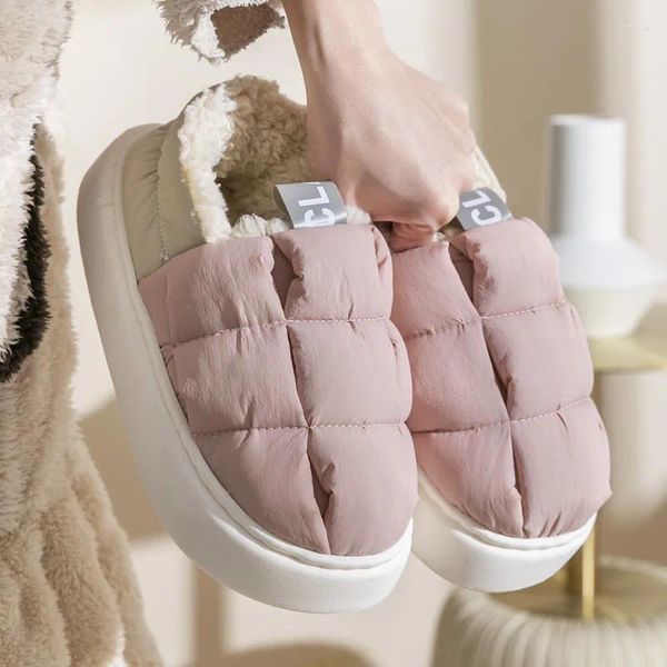 Hausschuhe Winter Damen Plüsch Samt Baumwollschuhe Schwarz Herren Slipper Beige Indoor Home Paare Rutschfeste Dicke Sohle Unisex