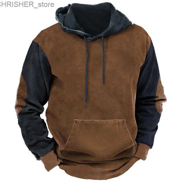 Taktische Jacken Vintage Hoodie Für Männer Herbst Langarm Sweatshirts Reine Farbe Drucken Mode Pullover Übergroße Kleidung Casual Ourdoor HoodieL231218
