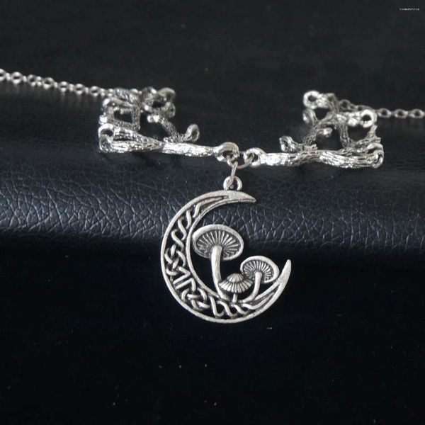 Anhänger Halsketten Weihnachten Hexe Keltischer Mond Pilz Halskette Gothic Damen Zweig Accessoires Geschenk