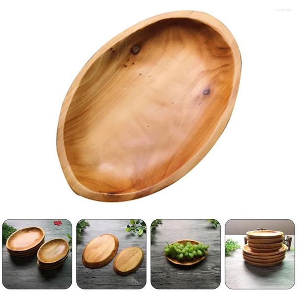 Тарелки Бамбуковый держатель для посуды Поднос из цельного дерева Кухонные принадлежности Простые сухофрукты Овальный ужин
