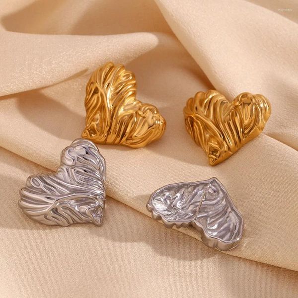 Brincos pendurados requintado vintage de alta qualidade coração aço inoxidável temperamento moda jóias bling presente