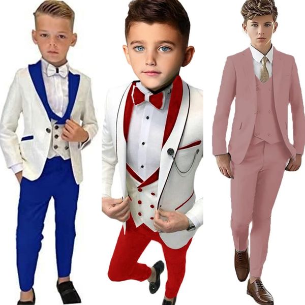 Klassische 3-teilige Paisley-Anzüge für Jungen, eleganter und stilvoller Jungen-Smoking, formelles Outfit für Kinder, Blazer, Weste und Hose für Party, Hochzeit, Blumen-Ringträger-Smoking für Jungen