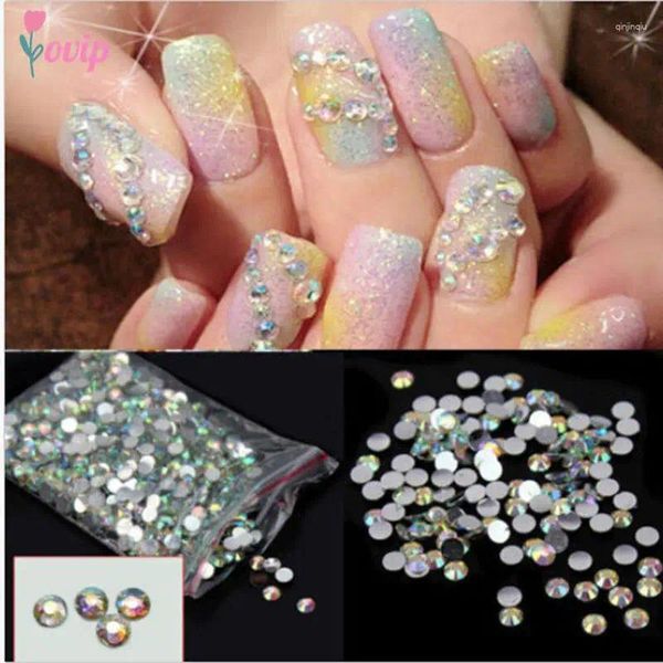 Decorações de arte de unhas 1000pcs 4mm AB sem fixação com parte traseira plana strass transparentes strass para unhas decoração 3D gemas