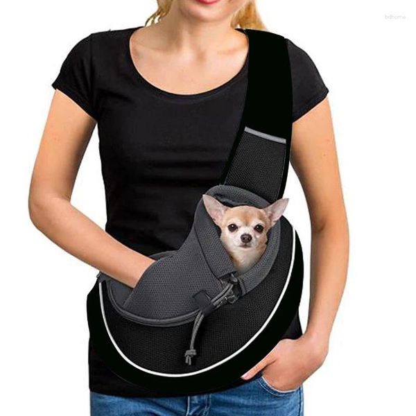Dog Carrier Pet Sling Breathable Mesh Bag For Puppy Cat Crossbody Satchel Purse With Pocket Outdoor Travel