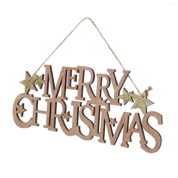 Statuette decorative Ciondolo in legno con lettera di Natale in legno, cartello decorativo da appendere per la porta d'ingresso, ornamento artigianale, benedizione dell'albero