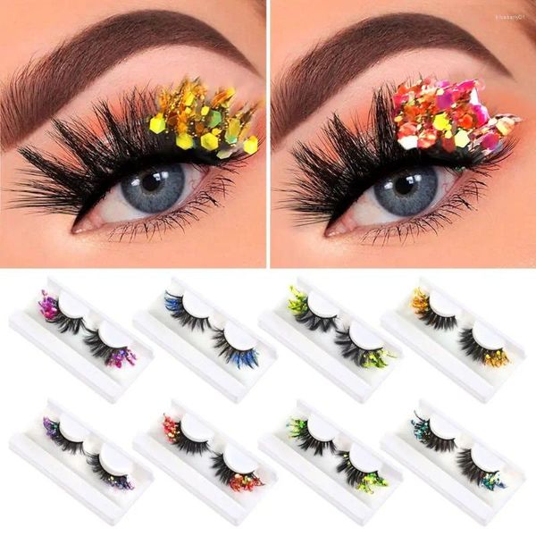 Ciglia finte 3D Glitter Paillettes Ciglia Fluffy Drag Makeup Decorativo fai da te Stile diverso Finto