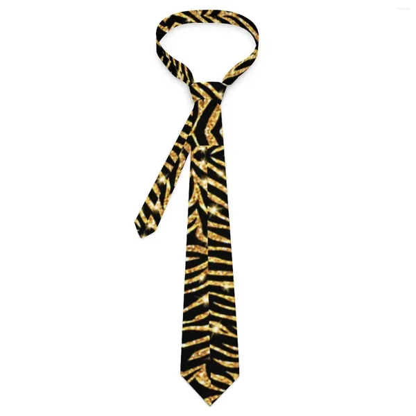 Laços preto e dourado zebra gravata animal impressão gráfico pescoço qualidade legal moda colar para adulto negócios gravata acessórios