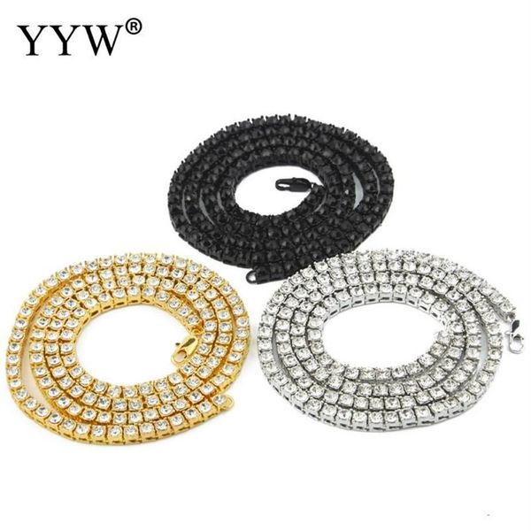 Mens Necklace Chain 4mm Hip Hop Bling Bling Tennis Chain Necklaces Silver Gold Color Men Fashion Jewelry Gift 20 24 30inch178z