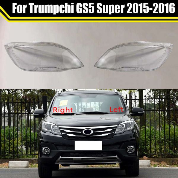 Tampas de luz automática para trumpchi gs5 super 2015 2016 tampa do farol do carro abajur lâmpada lente vidro caso