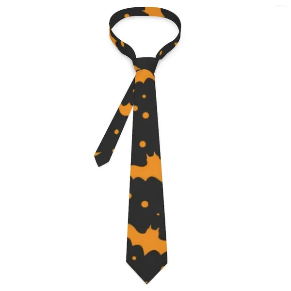 Fliegen Orange Fledermäuse Drucken Krawatte Schwarz Halloween Design Hals Neuheit Casual Kragen Für Unisex Erwachsene Business Krawatte Zubehör