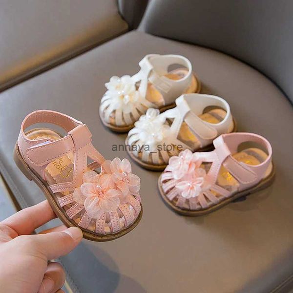 Спортивные уличные красивые сандалии для маленьких девочек с сетчатыми цветами и мягкой подошвой, обувь для новорожденных, обувь для первого причастия, подарок на вечеринку G05093L23116
