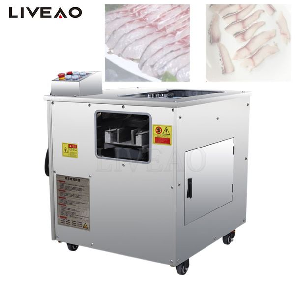 Máquina comercial de processamento de peixe em conserva oblíqua de sashimi de salmão máquina de corte de filé de peixe