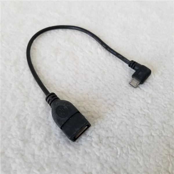 Cabo adaptador micro usb para usb, ângulo reto de 90 graus, macho para fêmea, para telefone android, pc, preto, 25cm