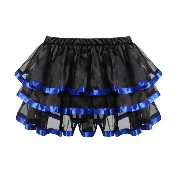 Hose Blau Satinbesatz Schwarz Erwachsener Tüllrock Lolita Frauen Tutu Rock Petticoat Sexy Gothic Rock Clubwear Röcke Damen Plus Größe 6xl