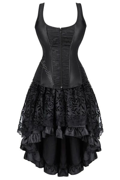 Calça vestido de espartilho vermelho bustier saia tutu conjunto tiras zíper de plus size renda up gótico vitoriano lolita vintage sexy burlesco ett