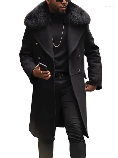 Trench da uomo Giacca in lana Autunno inverno Cappotto lungo antivento da uomo Casual Cappotto da uomo slim fit spesso