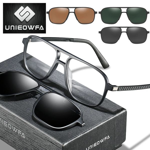 Modische Sonnenbrillenrahmen, optische magnetische Clip-on-Brillenrahmen für Männer, klare verschreibungspflichtige Myopie-Brillenrahmen, polarisierte Magnet-Clip-Sonnenbrillen für Männer, Marke 231218