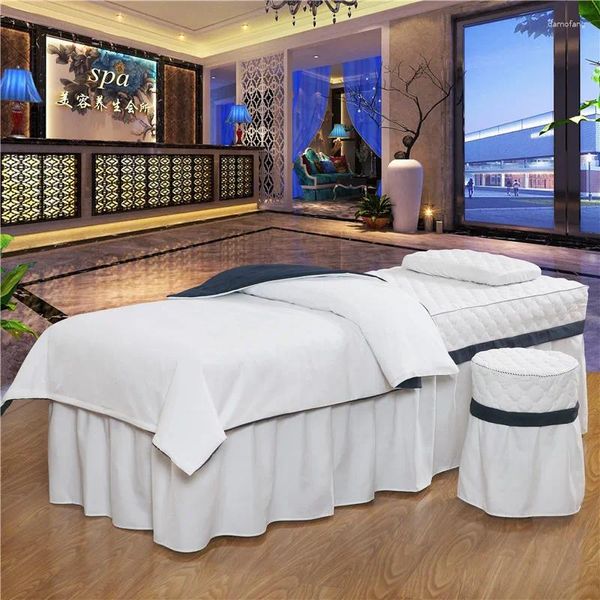 Conjuntos de cama Quatro peças de algodão acolchoado beleza cobertura de cama massagem spa tuina salão quadrado cabeça bedskirt com buraco