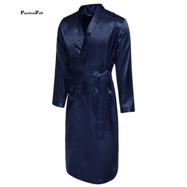 Roupas de roupas de dormir vestes de verão vestes de verão vneck kimono banheira de banheira longa cetim roupão de dormir ajustável Peignoir homme albornoz ho